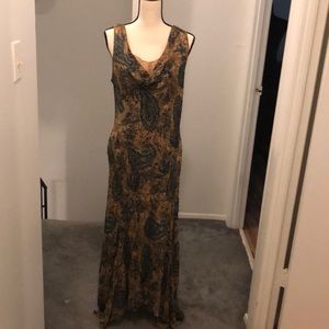 Valerie Stevens Brown and Teal Paisley Maxi Dress